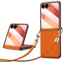 Защитный чехол SULADA Rhombus Leather для Samsung Galaxy Flip 8 - Orange: фото 1 из 5