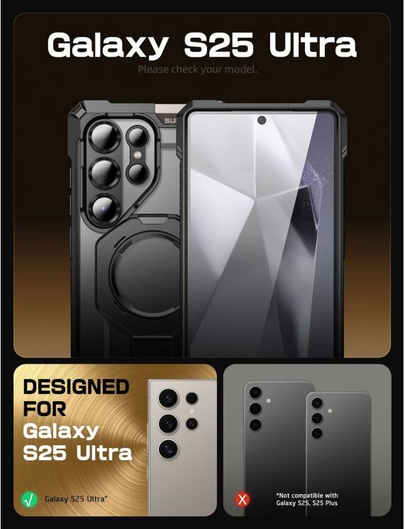 Захисний чохол Supcase UB Grip MagSafe для Samsung Galaxy S25 Ultra (S938) 843439156630 - Black: фото 5 з 13