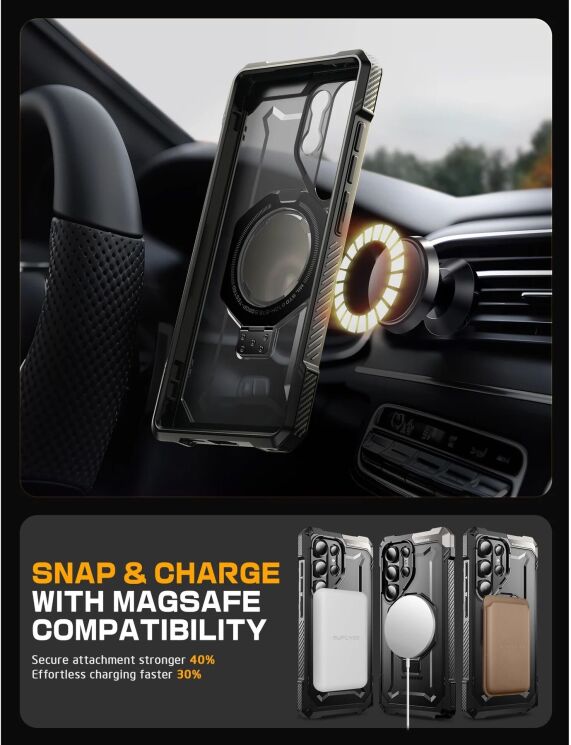 Захисний чохол Supcase UB Grip MagSafe для Samsung Galaxy S25 Ultra (S938) 843439156630 - Black: фото 10 з 13