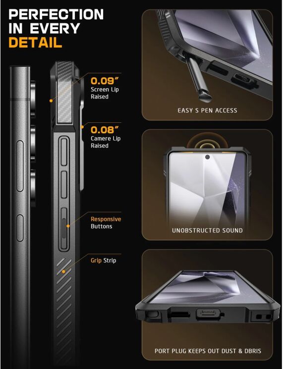 Захисний чохол Supcase UB Grip MagSafe для Samsung Galaxy S25 Ultra (S938) 843439156630 - Black: фото 12 з 13