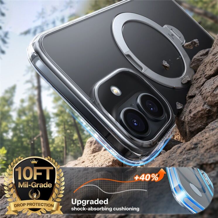 Захисний чохол TORRAS Ostand Spin MagSafe для Apple iPhone 17 - Transparent: фото 3 з 8