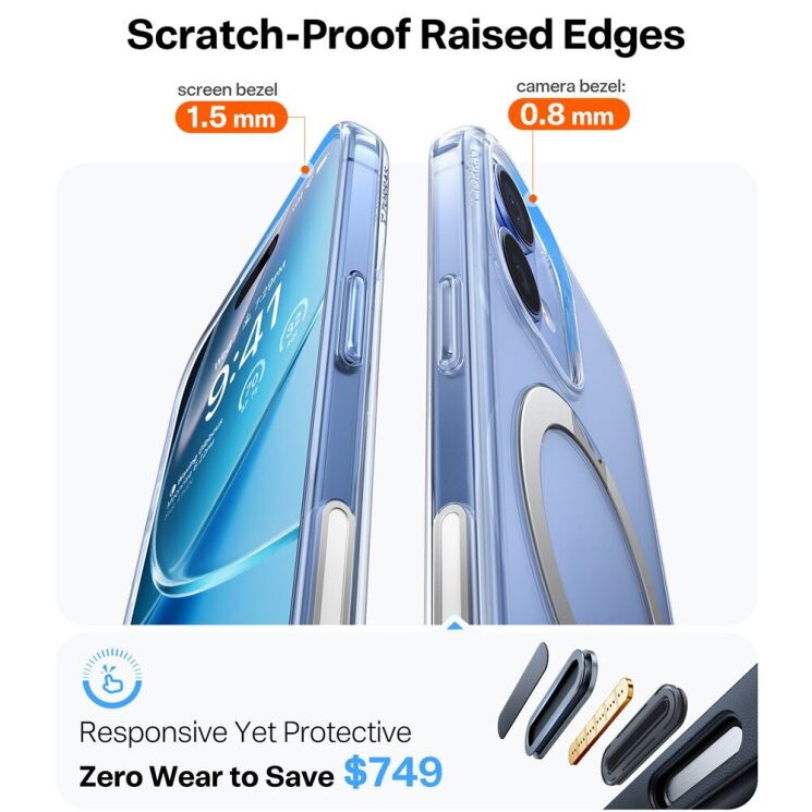 Захисний чохол TORRAS Ostand Spin MagSafe для Apple iPhone 17 - Transparent: фото 7 з 8
