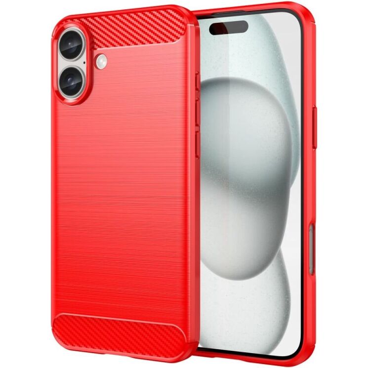 Защитный чехол UniCase Carbon для Apple iPhone 16 Plus - Red: фото 1 из 9