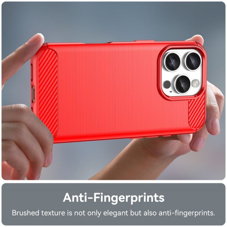 Захисний чохол UniCase Carbon для Apple iPhone 16 Pro - Red: фото 5 з 8