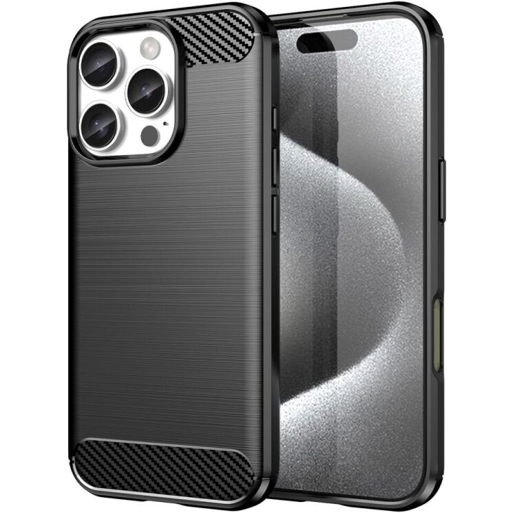 Защитный чехол UniCase Carbon для Apple iPhone 16 Pro - Black: фото 1 из 8