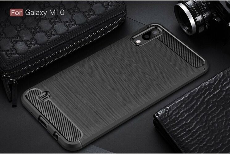 Силиконовый (TPU) чехол UniCase Carbon для Samsung Galaxy M10 - Black: фото 2 из 8