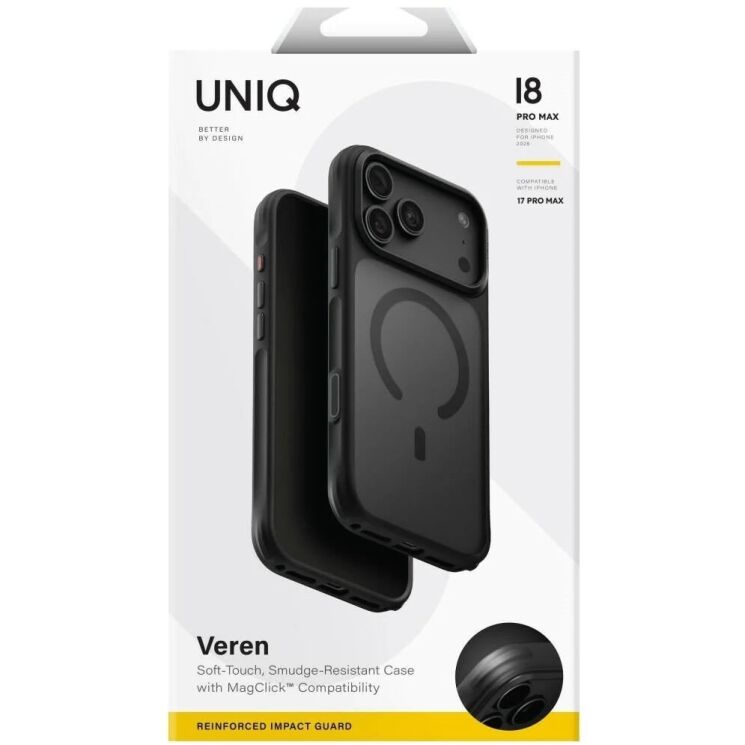 Захисний чохол UNIQ Veren MagClick для iPhone 18 Pro Max / 17 Pro Max (UNIQ-IP6.9P(2026)-VERNAFMSFST) - Black (440339B) Захисний чохол UNIQ Veren MagClick для iPhone 18 Pro Max / 17 Pro Max (UNIQ-IP6.9P(2026)-VERNAFMSFST) - Black: фото 6 з 11