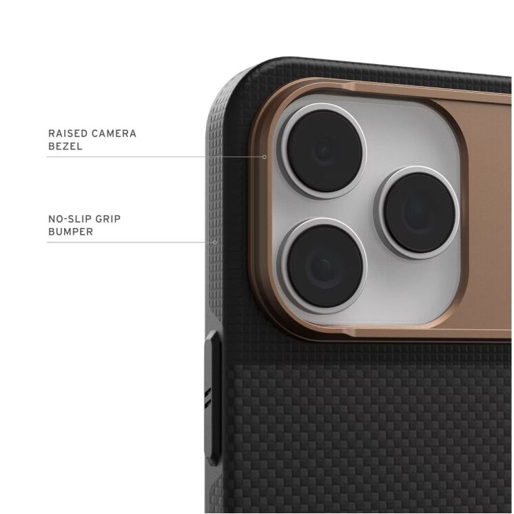 Защитный чехол URBAN ARMOR GEAR Fibr Armor MagSafe для iPhone 17 Pro - Kevlar Graphite / Bronze: фото 7 из 10