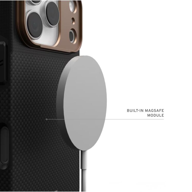 Защитный чехол URBAN ARMOR GEAR Fibr Armor MagSafe для iPhone 17 Pro - Kevlar Graphite / Bronze: фото 6 из 10