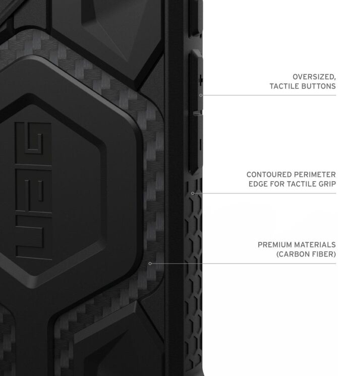 Защитный чехол URBAN ARMOR GEAR Monarch Pro для Apple iPhone 16 Plus (114455114242) - Carbon Fiber: фото 6 из 8