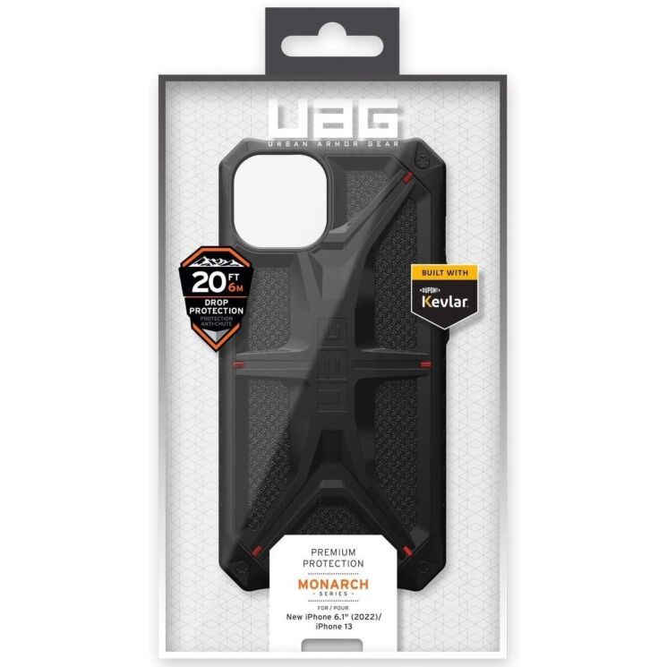 Захисний чохол URBAN ARMOR GEAR (UAG) Monarch для Apple iPhone 14 - Kevlar Black: фото 15 з 16