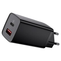 Сетевое зарядное устройство Baseus GaN2 Lite Quick Charger (USB + Type-C, 65W) CCGAN2L-B01 — Black: фото 1 из 19