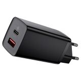 Мережевий зарядний пристрій Baseus GaN2 Lite Quick Charger (USB + Type-C, 65W) CCGAN2L-B01 — Black (141801B)