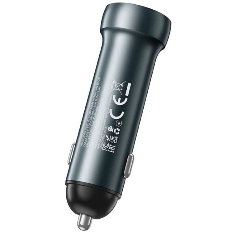 Автомобильное зарядное устройство Hoco Z54A 48W (USB + Type-C) - Metal Grey: фото 3 из 6