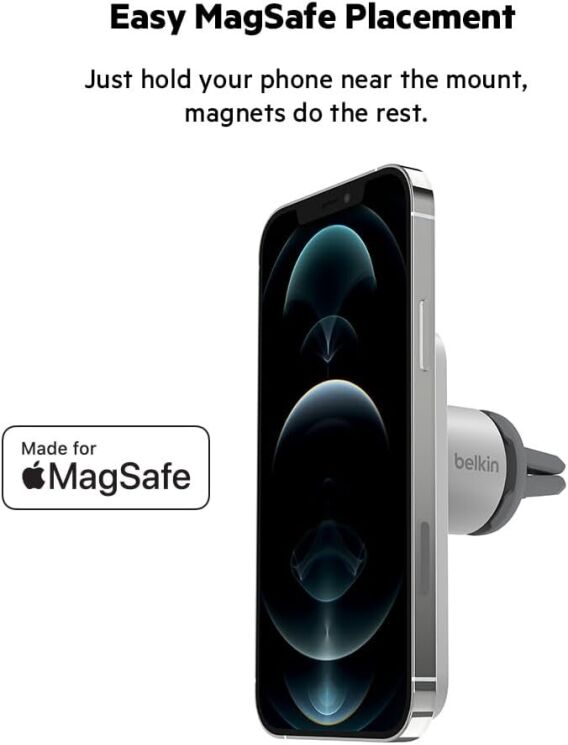 Автомобильный держатель Belkin Car Vent Mount PRO MagSafe (WIC002btGR) - Grey: фото 10 из 16
