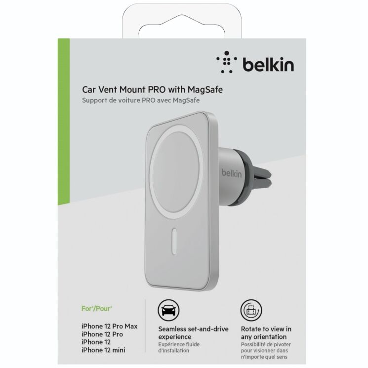 Автомобильный держатель Belkin Car Vent Mount PRO MagSafe (WIC002btGR) - Grey: фото 9 из 16
