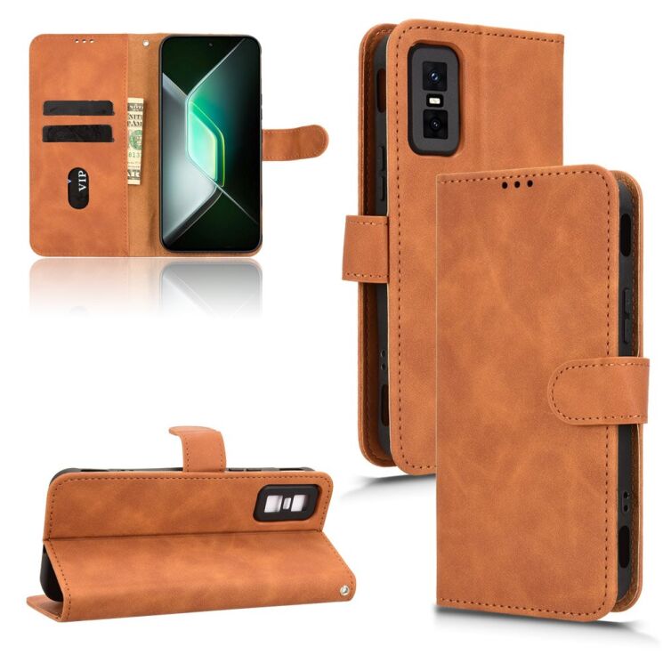 Чехол Deexe Classic Wallet для Infinix GT 30 Pro - Brown: фото 7 из 7