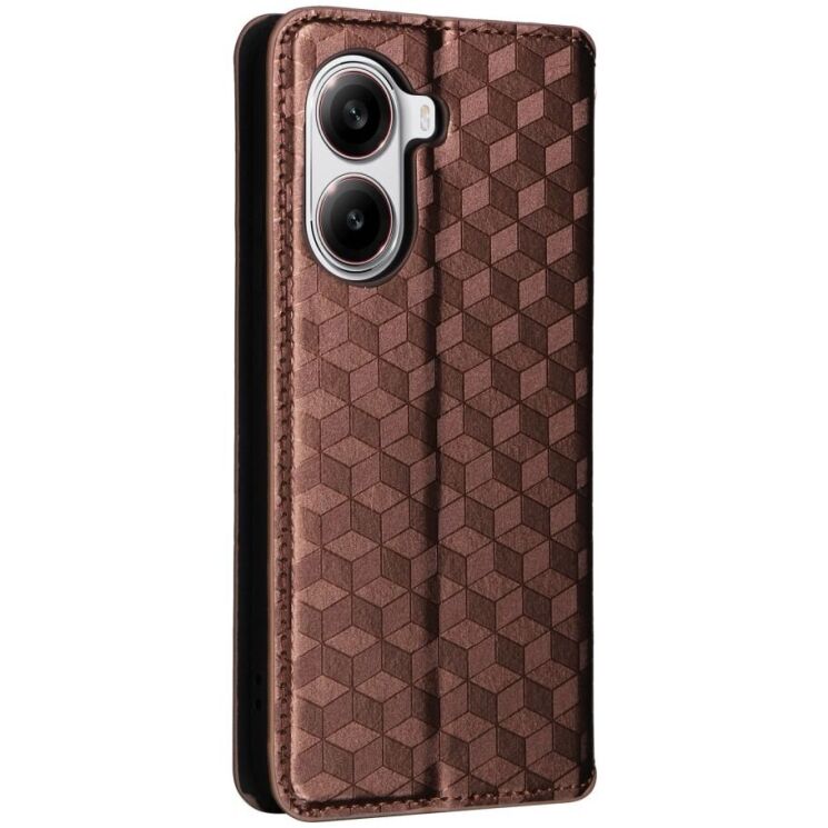 Чохол Deexe Rhombus Book для Xiaomi Poco X7 Pro - Brown: фото 6 з 6