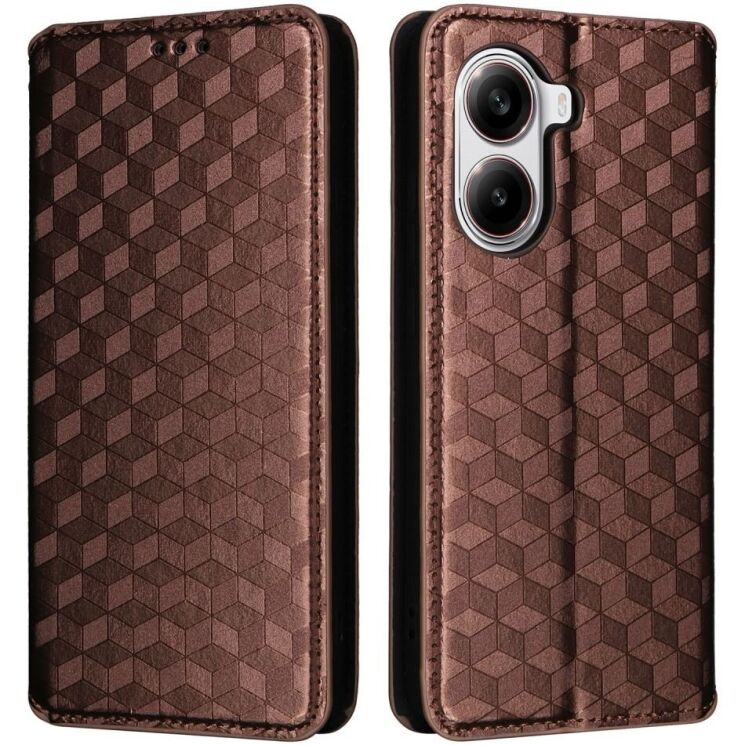 Чохол Deexe Rhombus Book для Xiaomi Poco X7 Pro - Brown: фото 1 з 6