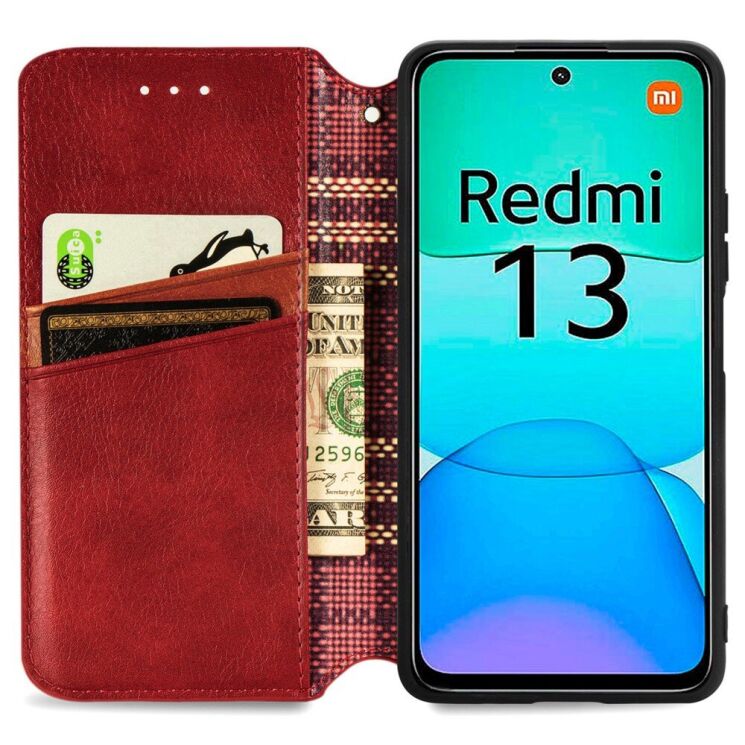 Чехол Deexe Rhombus Book для Xiaomi Redmi 13 - Red: фото 2 из 9
