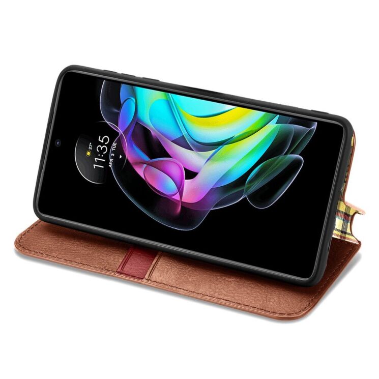 Чехол Deexe Rhombus Wallet для Motorola Edge 20 - Brown: фото 6 из 10