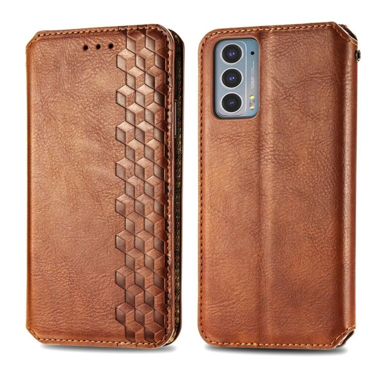 Чехол Deexe Rhombus Wallet для Motorola Edge 20 - Brown: фото 2 из 10
