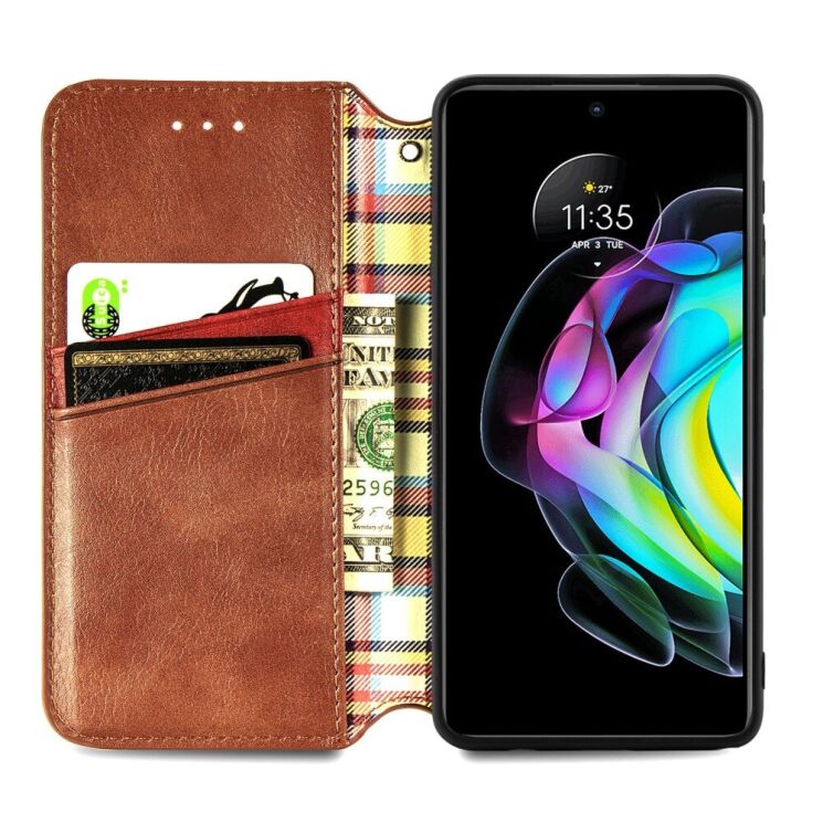 Чехол Deexe Rhombus Wallet для Motorola Edge 20 - Brown: фото 5 из 10