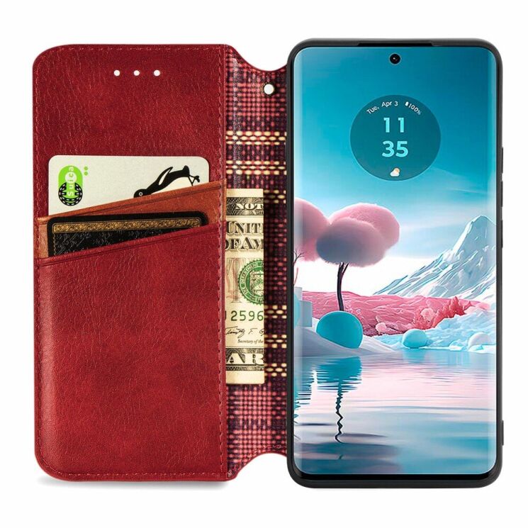 Чехол Deexe Rhombus Wallet для Motorola Edge 40 Neo - Red: фото 2 из 6