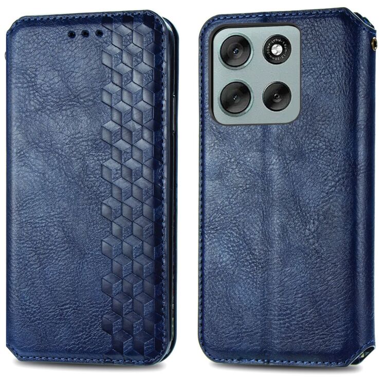 Чехол Deexe Rhombus Wallet для Motorola Moto G56 - Blue: фото 2 из 15
