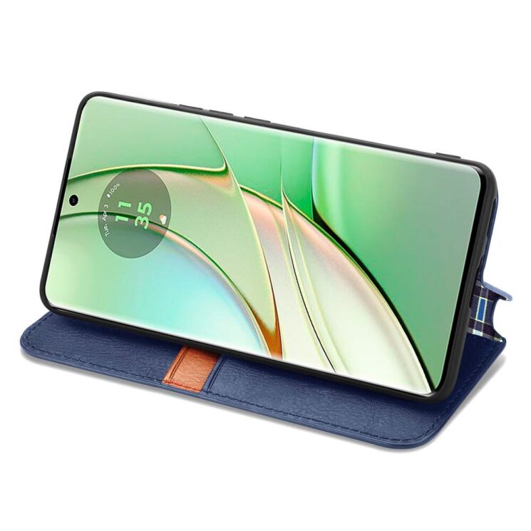 Чехол Deexe Rhombus Wallet для Motorola Moto G75 - Blue: фото 3 из 6