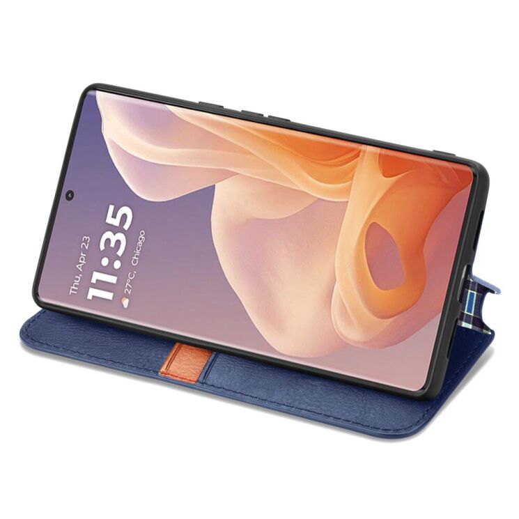 Чехол Deexe Rhombus Wallet для Motorola Moto G85 - Blue: фото 3 из 10