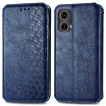 Чехол Deexe Rhombus Wallet для Motorola Moto G85 - Blue: фото 1 из 10