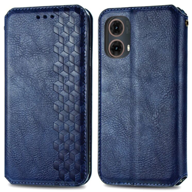 Чехол Deexe Rhombus Wallet для Motorola Moto G85 - Blue: фото 1 из 10