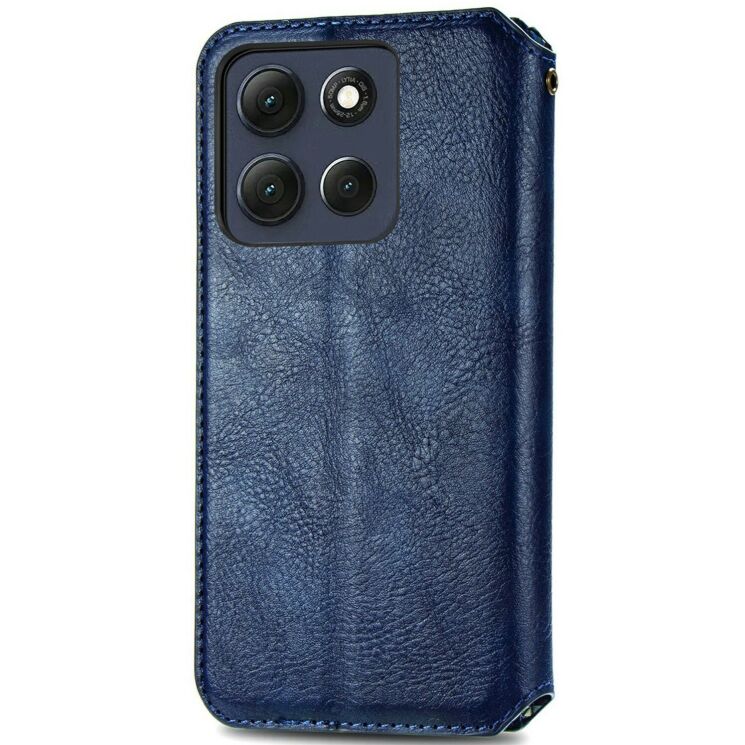 Чехол Deexe Rhombus Wallet для Motorola Moto G86 Power - Blue: фото 5 из 6