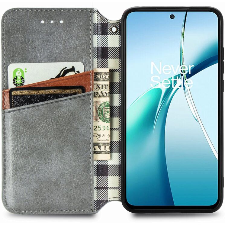 Чехол Deexe Rhombus Wallet для OPPO Reno 15 F/FS - Grey: фото 2 из 10
