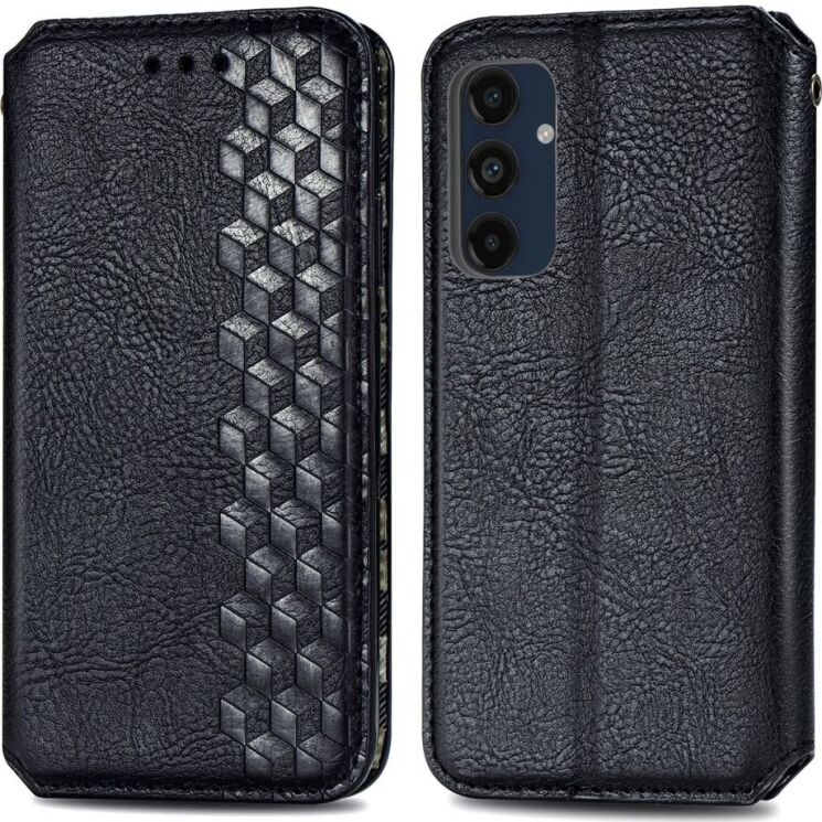 Чохол Deexe Rhombus Wallet для Samsung Galaxy A16 (A165) - Black: фото 1 з 7