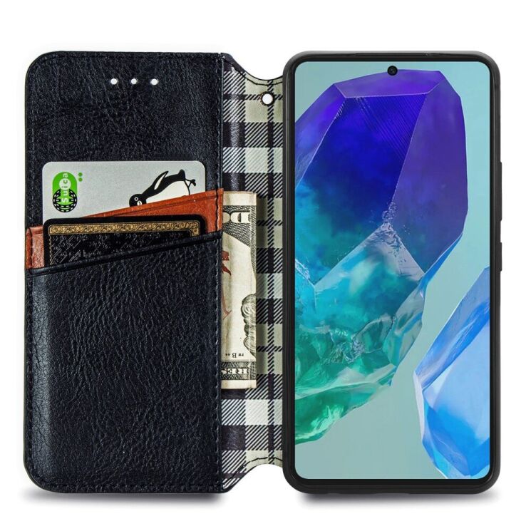 Чохол Deexe Rhombus Wallet для Samsung Galaxy A16 (A165) - Black: фото 2 з 7