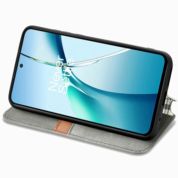 Чехол Deexe Rhombus Wallet для Samsung Galaxy S26 Plus - Grey: фото 3 из 6