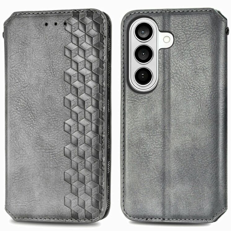 Чехол Deexe Rhombus Wallet для Samsung Galaxy S26 Plus - Grey: фото 1 из 6
