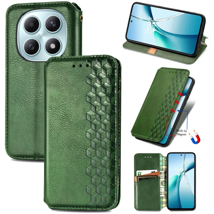 Чехол Deexe Rhombus Wallet для Xiaomi Redmi Note 15 (4G/5G) / Poco M8 5G - Green: фото 6 из 10