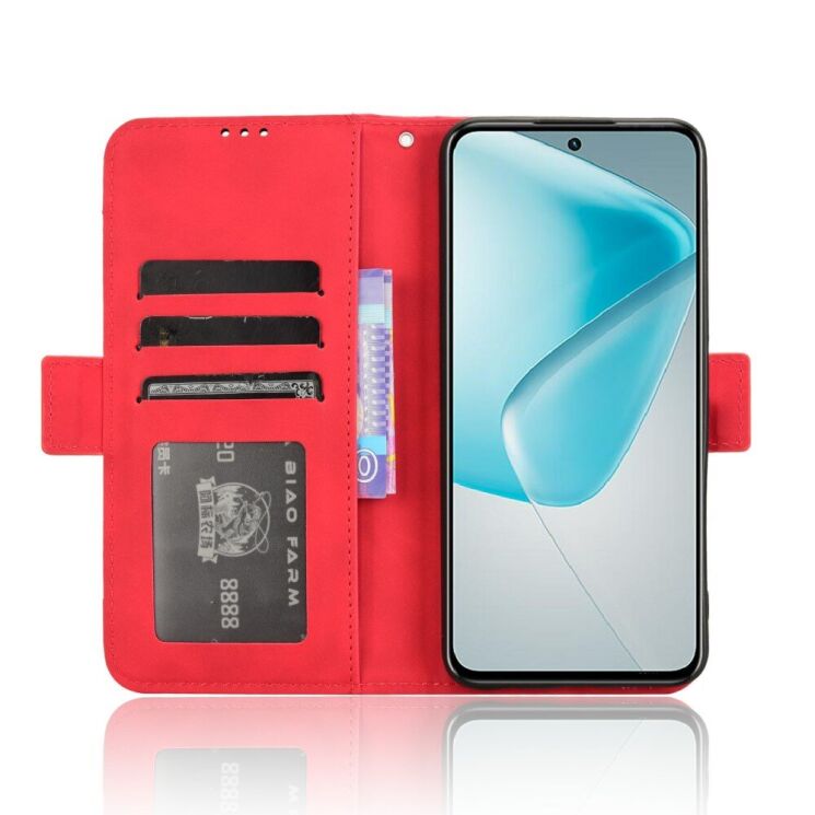Чехол Deexe Wallet Stand для Infinix Hot 50 Pro Plus - Red: фото 3 из 7