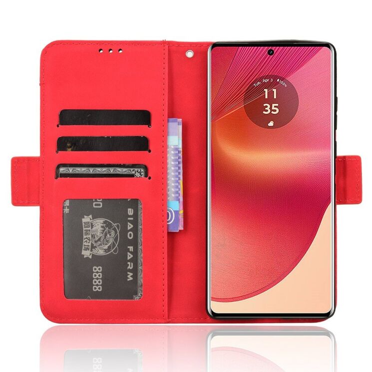 Чехол Deexe Wallet Stand для Motorola Edge 50 Fusion - Red: фото 3 из 7