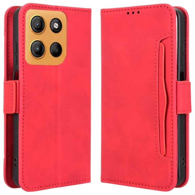 Чехол Deexe Wallet Stand для Motorola Moto G15 / G15 Power - Red: фото 1 из 7