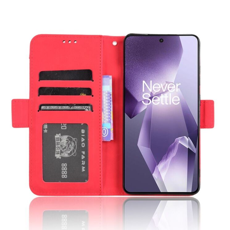 Чехол Deexe Wallet Stand для OnePlus 13R / Ace 5 / Ace 5 Pro - Red: фото 3 из 7