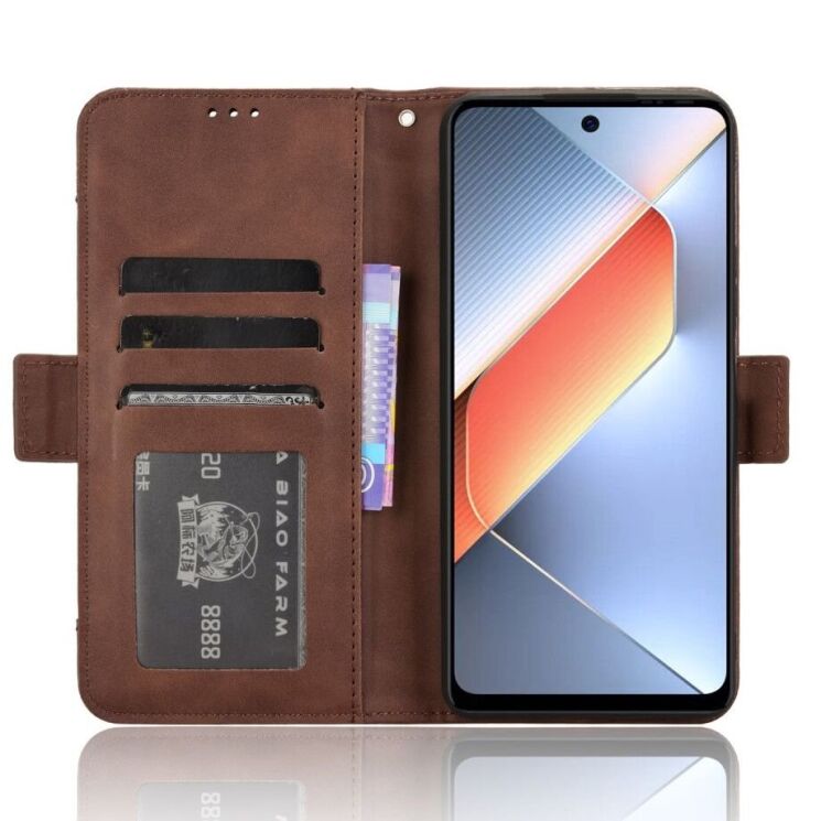 Чохол Deexe Wallet Stand для TECNO Pova 6 Neo - Brown: фото 3 з 7