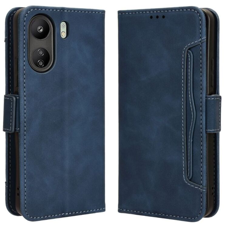 Чехол Deexe Wallet Stand для Xiaomi Redmi 13C / Poco C65 - Blue: фото 1 из 7