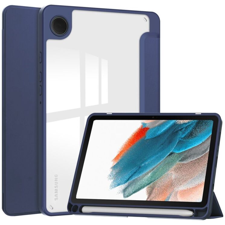 Чехол-книжка Deexe Crystal Back для Samsung Galaxy Tab A9 (X110/115) - Dark Blue: фото 1 из 8