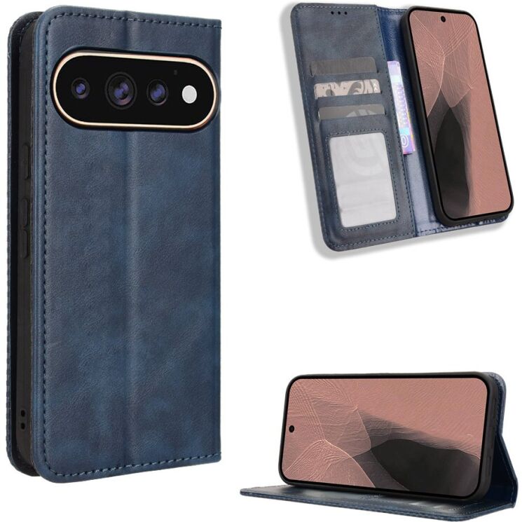 Чохол-книжка Deexe Retro Style для Google Pixel 11 Pro XL - Blue: фото 1 з 19