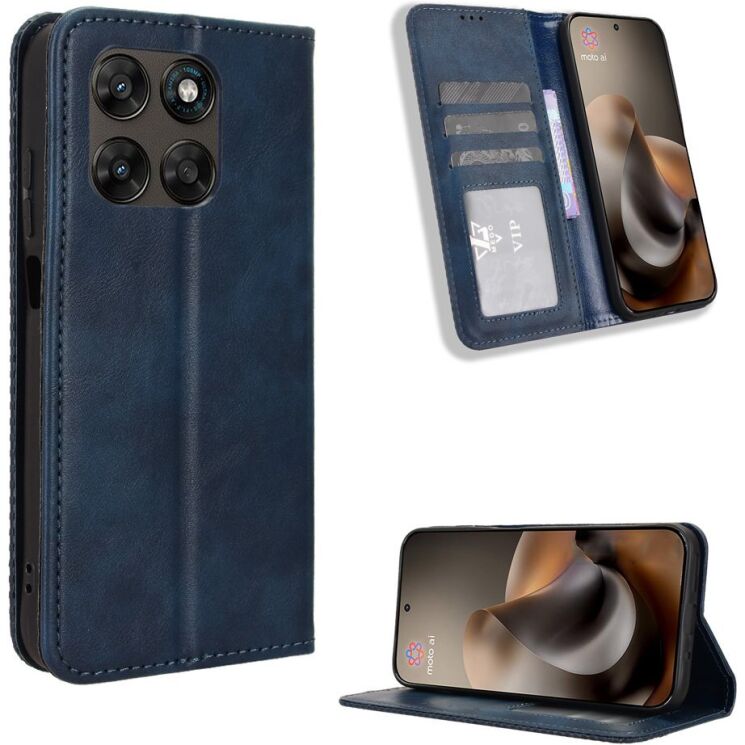 Чохол-книжка Deexe Retro Style для Motorola Moto G77 - Blue: фото 1 з 19
