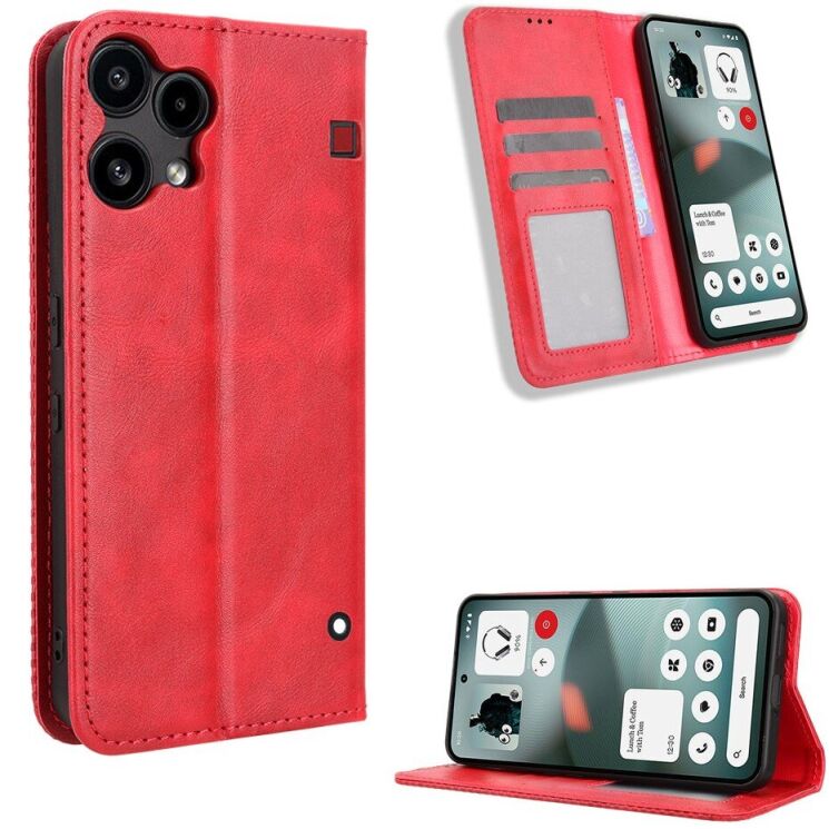 Чохол-книжка Deexe Retro Style для Nothing Phone (3a) Lite - Red (405402R) Чохол-книжка Deexe Retro Style для Nothing Phone (3a) Lite - Red: фото 2 з 21